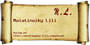 Malatinszky Lili névjegykártya